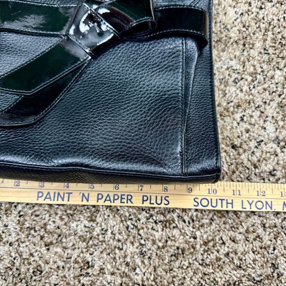 Kate Spade‎ Black Leather Purse Patent Asymmetrical Bow Handbag Satchel Bag - Picture 10 of 12